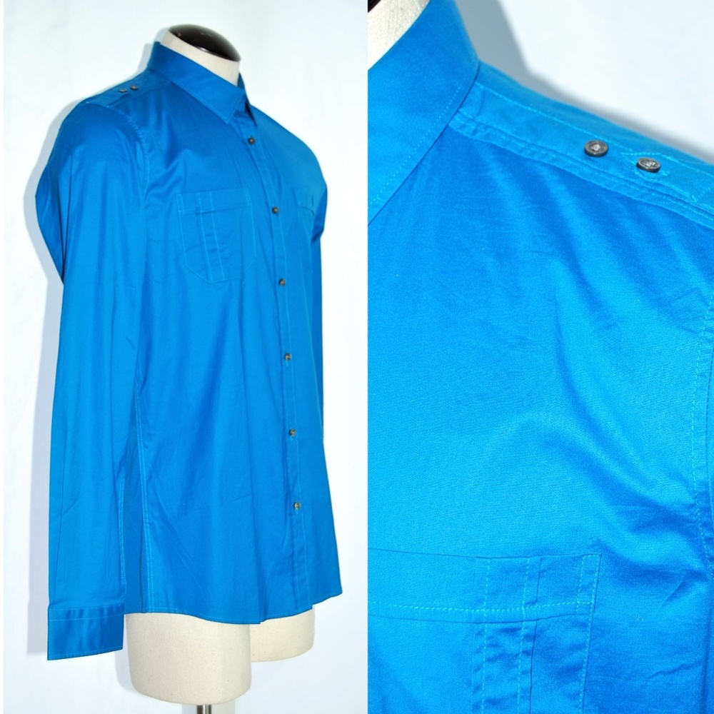 Mexx men's long sleeves slim fit button shirt L XL